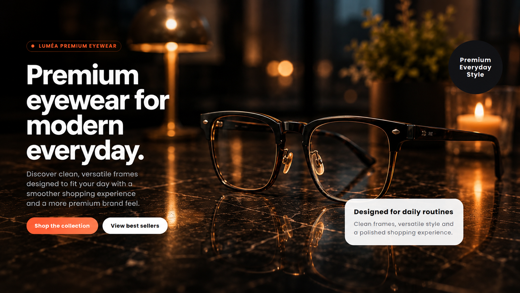 Luméa premium eyewear homepage hero banner