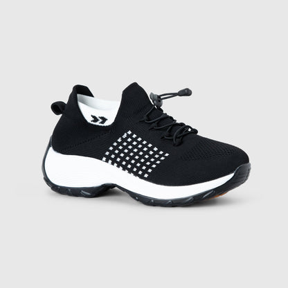 Ortho Stretch Cushion Shoes - Black White - ComfortWear